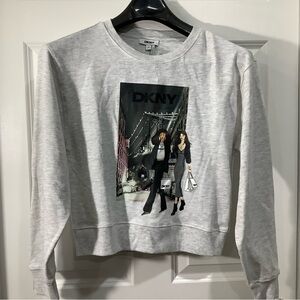 DKNY Light Gray Graphic Crewneck size XS. NWT.